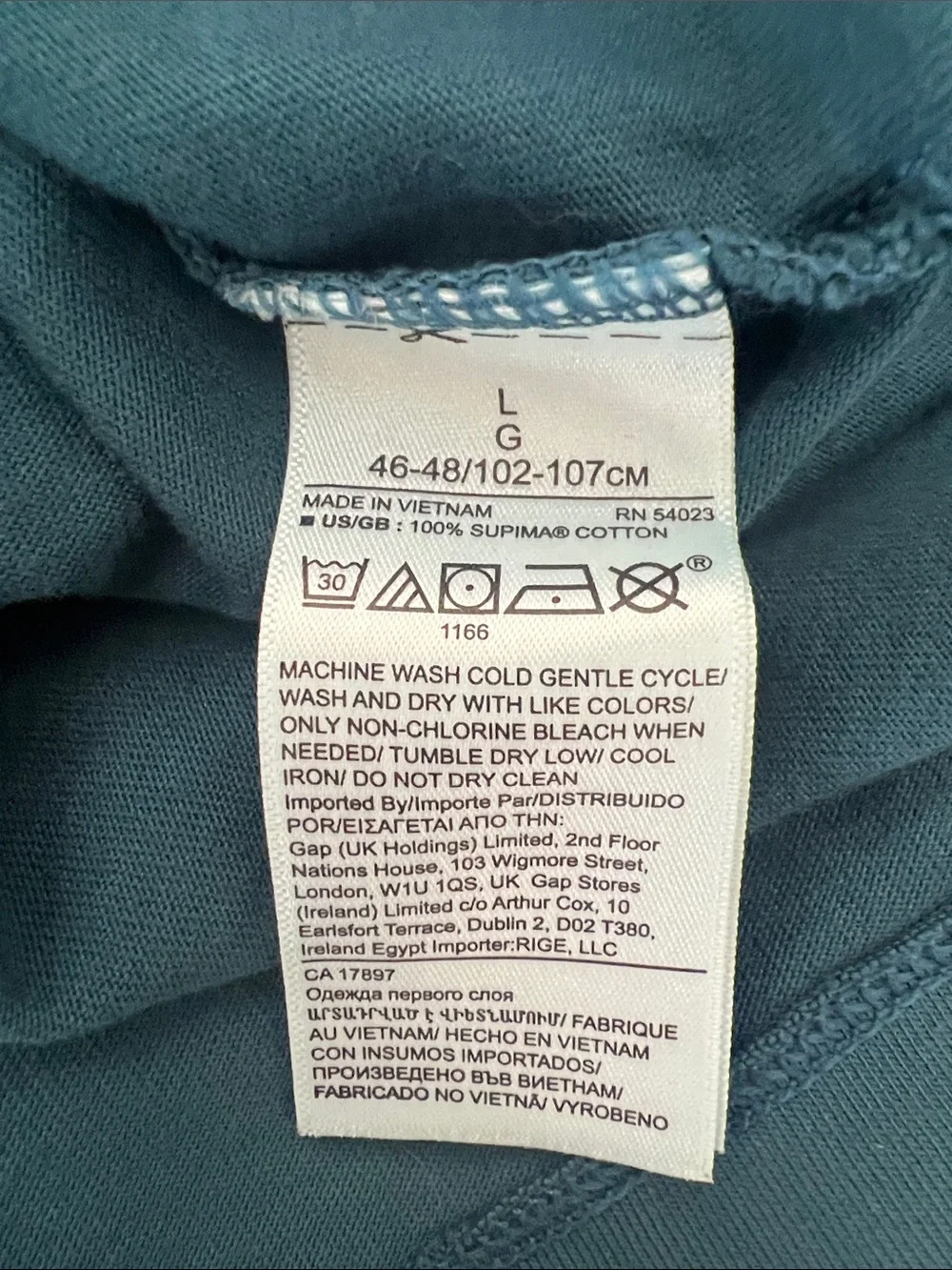 Banana Republic Men's Teal Pocket Crew T-Shirt, Standard Fit, Cotton, Size L
